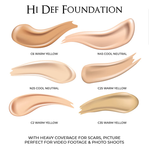 Camera Ready Hi-Def Foundation. Flawless Coverage Oil Free Liquid Foundation Full Coverage for Home Office, Parties,TV Film and Images